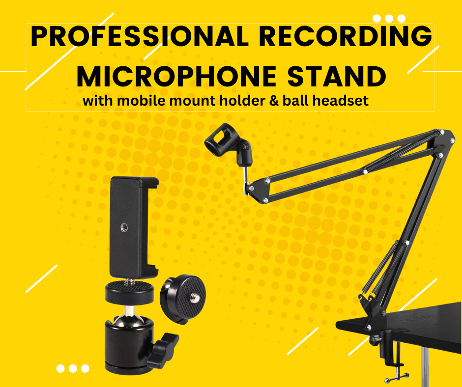 Professional Recording Microphone Stand with mobile mount holder & ball headset
